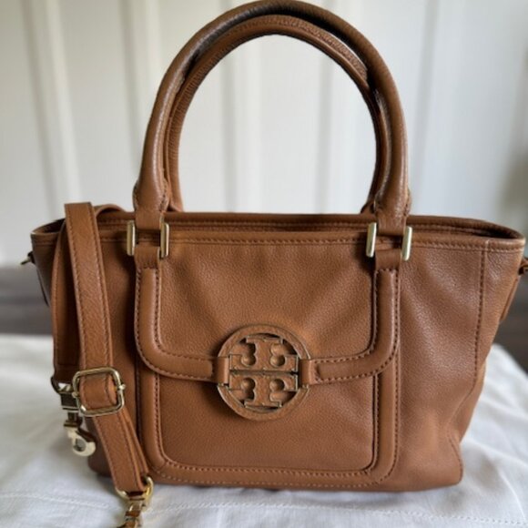 Tory Burch Amanda Mini Satchel Brown Leather Shoulder Bag - Picture 1 of 11